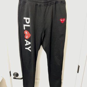 $395 Authentic PLAY COMME des GARCONS Made in JAPAN Men's Black Sweatpants Sz.XL